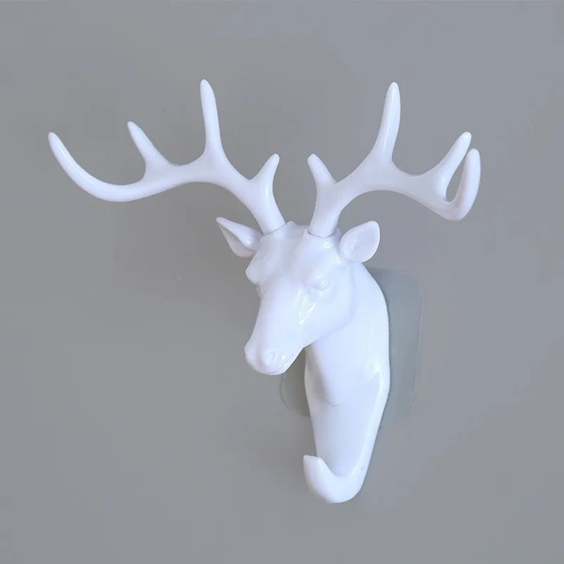 Deer Head Wall Hook | Vintage Black Antler Hanger