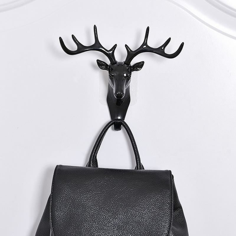 Deer Head Wall Hook | Vintage Black Antler Hanger