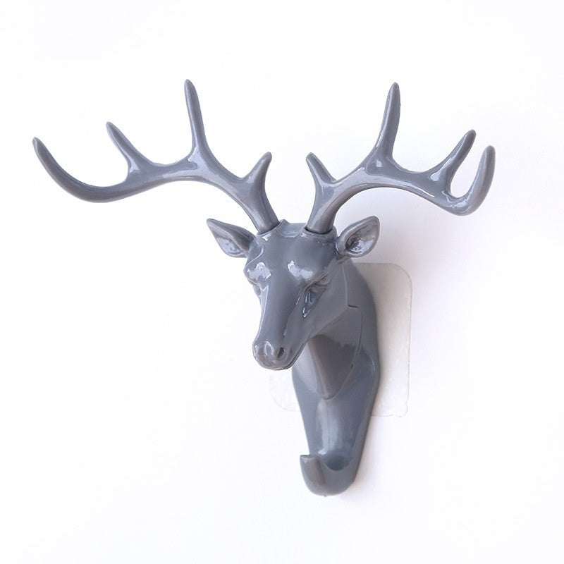 Deer Head Wall Hook | Vintage Black Antler Hanger