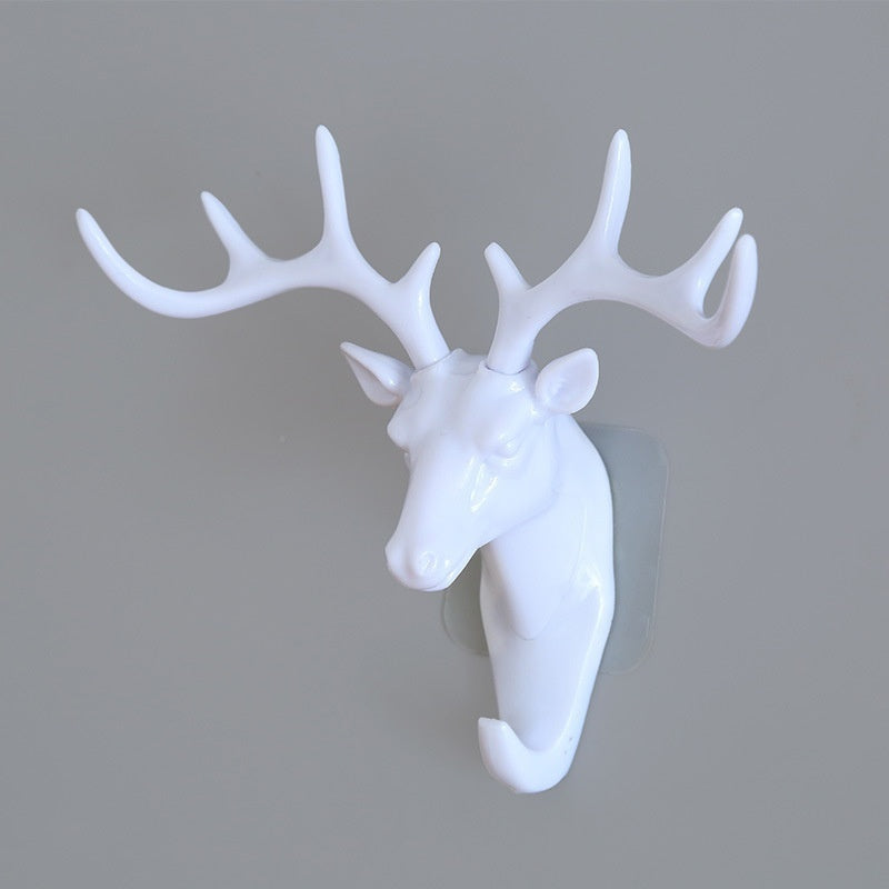 Deer Head Wall Hook | Vintage Black Antler Hanger