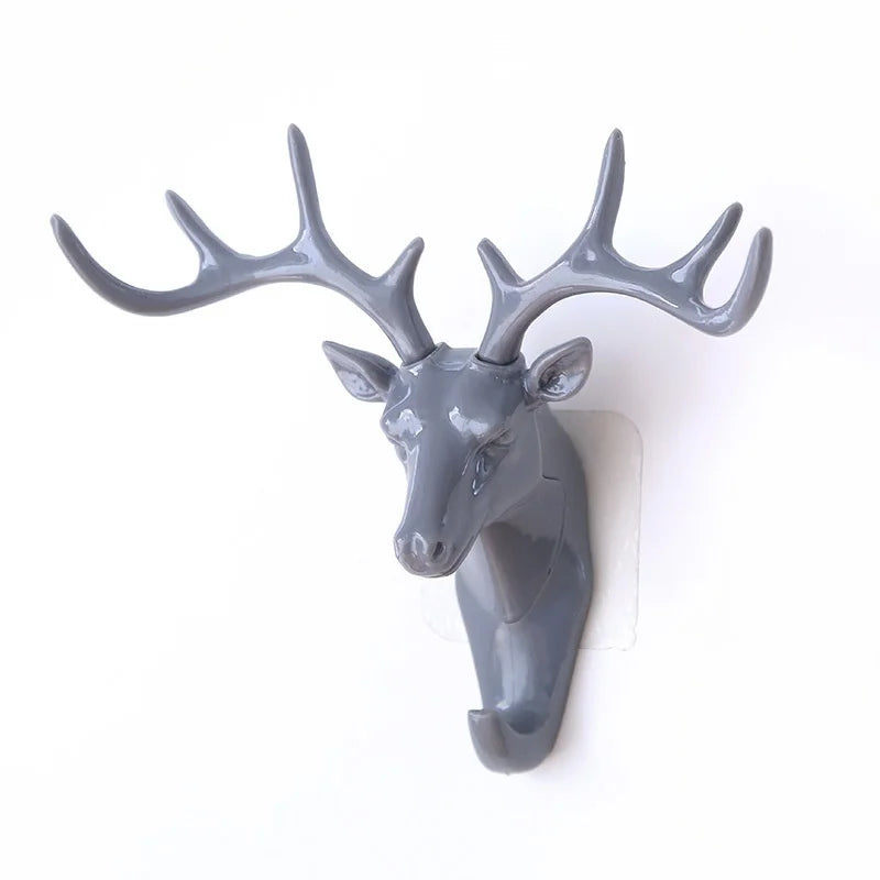 Deer Head Wall Hook | Vintage Black Antler Hanger