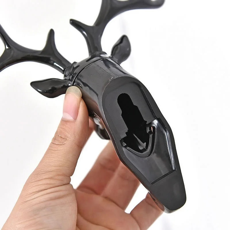 Deer Head Wall Hook | Vintage Black Antler Hanger