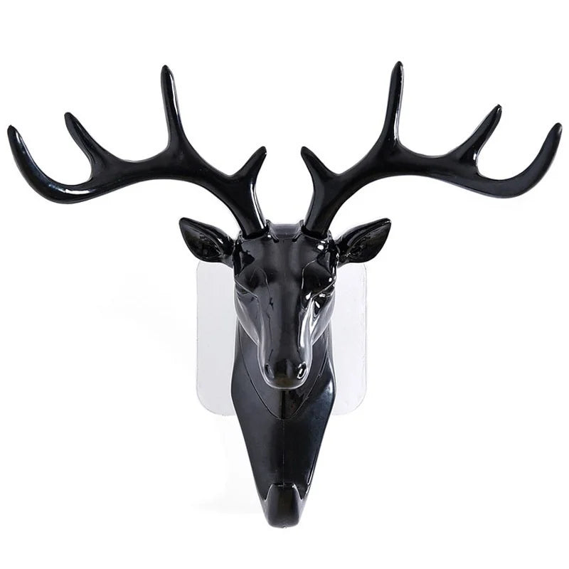 Deer Head Wall Hook | Vintage Black Antler Hanger